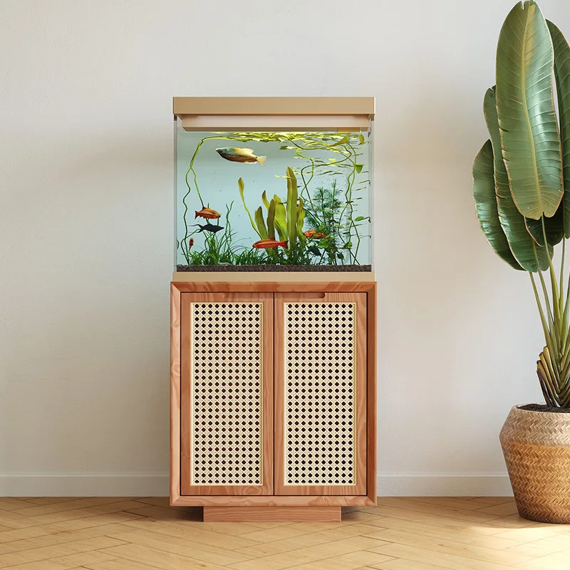 Aquarium Fish Live - Solid Wood Rattan Living Room Fish
