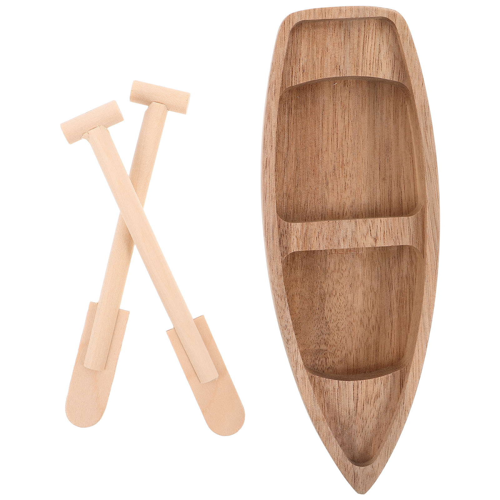 Aquarium Mini Fish - Miniature Wooden Boat Handcrafted Natural Grain