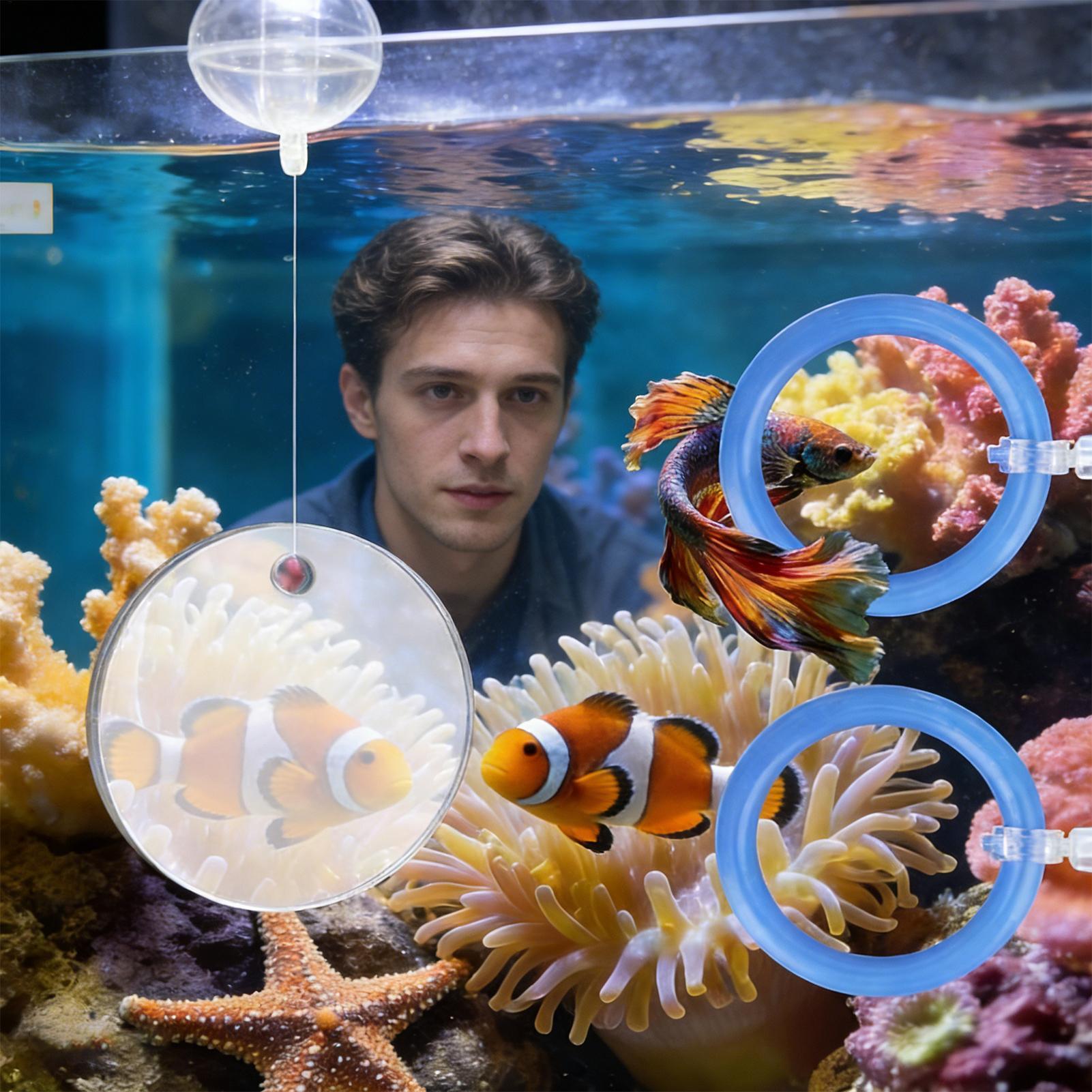 Aquarium Fish Enrichment - 2Pcs Floating Feeding Ring With Suction