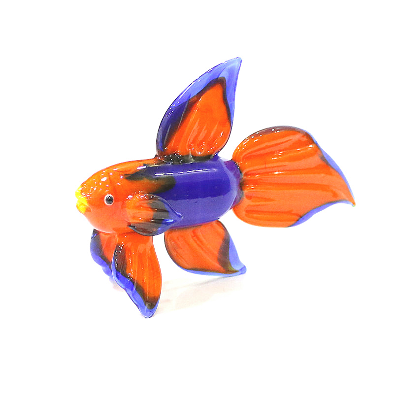 Aquarium Fish Live - Orange Murano Glass Tropical Fish Figurine