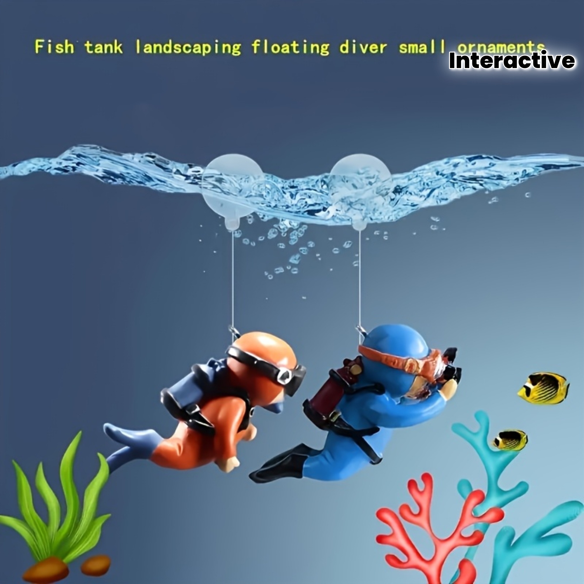 Aquarium Fish Enrichment - 2pcs Vibrant Diver Aquarium Decorations For