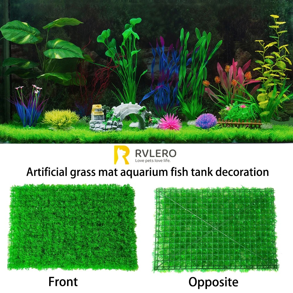 Aquarium Fish Enrichment - Artificial Grass Lawn Aquarium Fish Tank