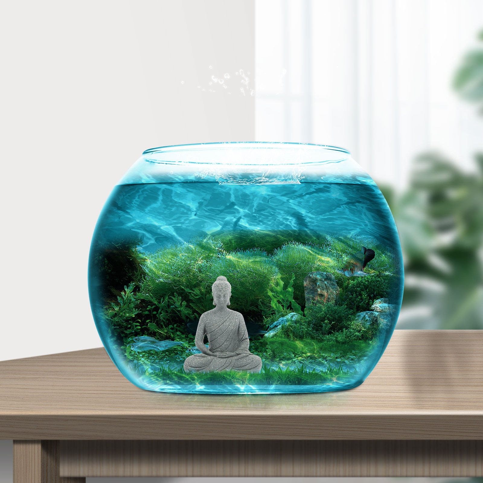 Mini Buddha Statue Resin Aquar - Aquarium Mini Fish 评论和价格