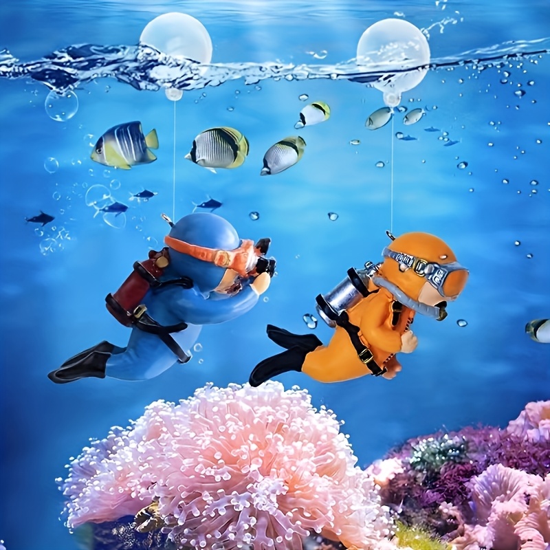 2pcs Vibrant Diver Aquarium De - Aquarium Fish Enrichment 评论和价格